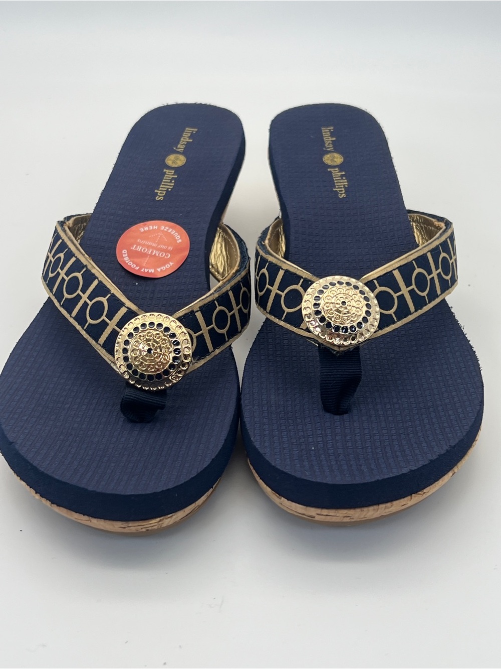 NWT! Lindsay Phillips Yoga Lynne Platform Wedge Sandal NAvy SIze 7